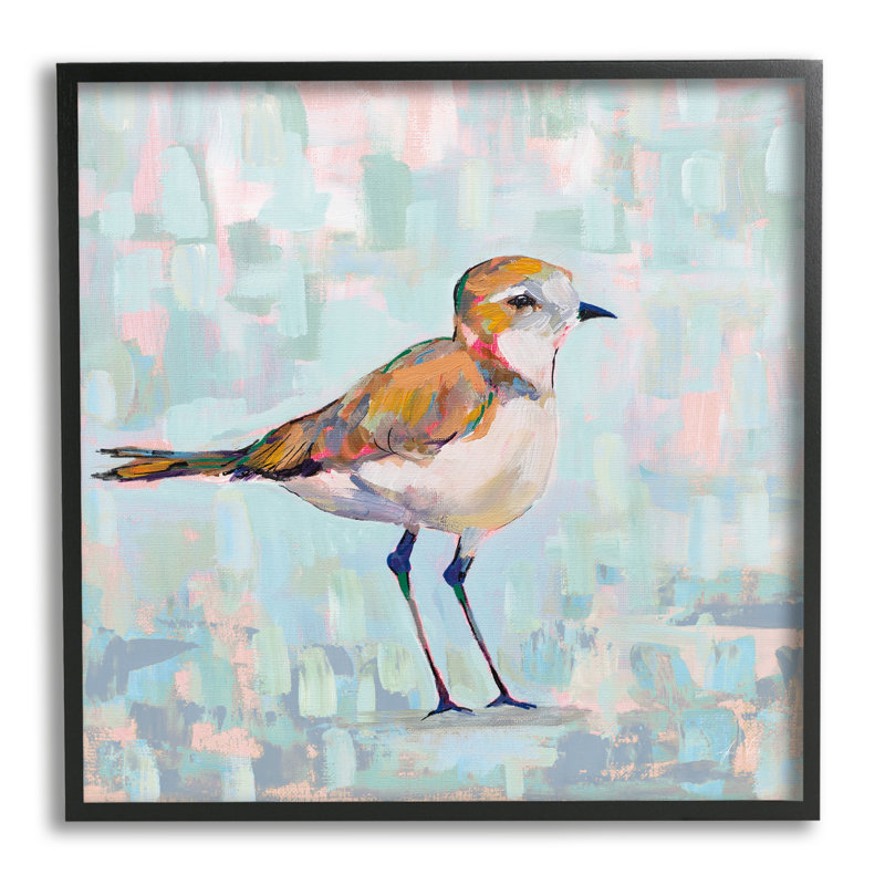 Pluvier côtier, oiseau nautique par Jeanette Vertentes - Peinture sur bois, Giclée encadrée noir minuit