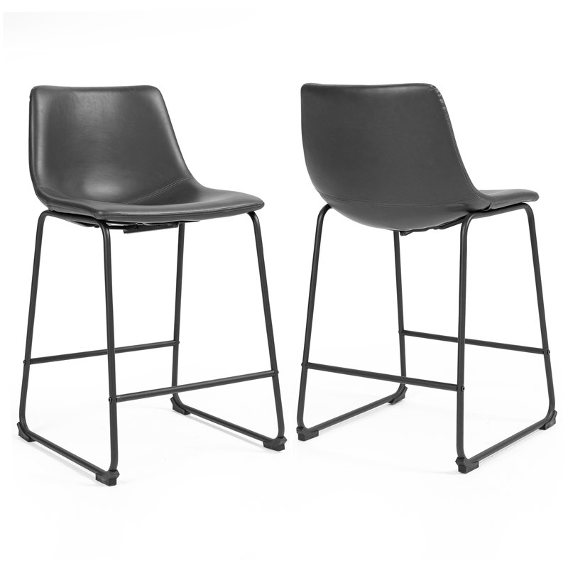 Tabouret de bar et de comptoir Julienn, gris, Tabouret de comptoir (siège d’une hauteur de 23