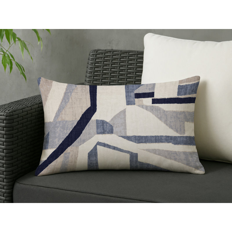Coussin décoratif intérieur et extérieur Modern, Gris abstrait 22, Rectangle H 14 po x l 20 po