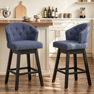 Aadhvika Upholstered BarStools with Solid Wood Frame