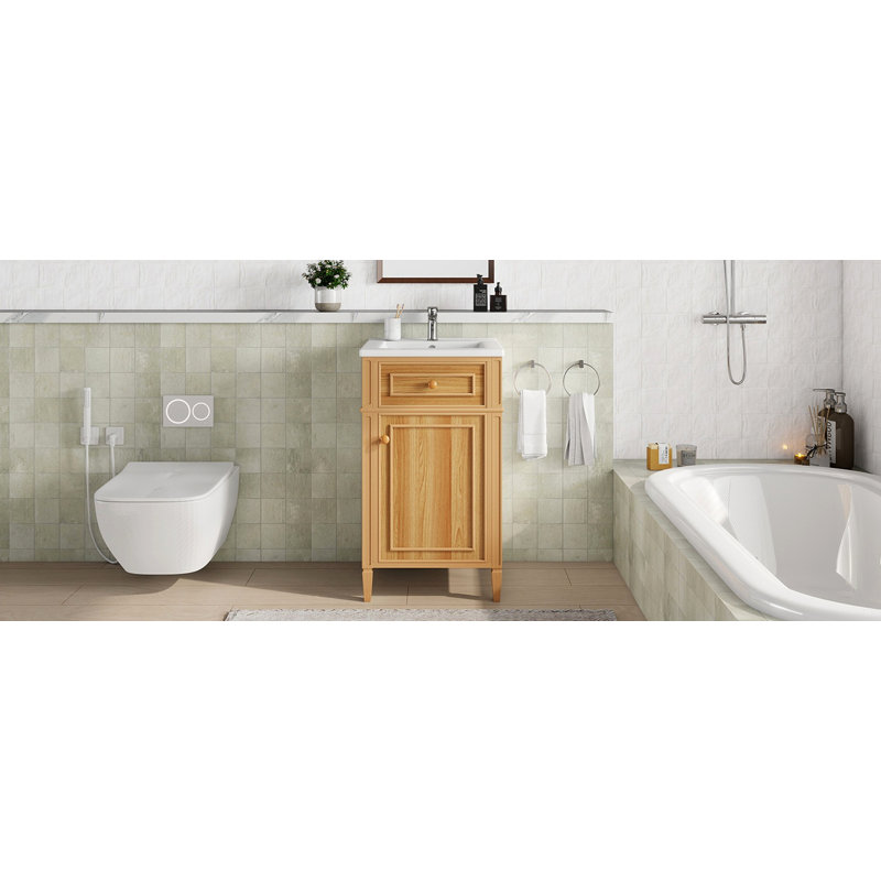 Meuble-lavabo de 20 pouces avec lavabo, tablette réglable et tiroir inclinable