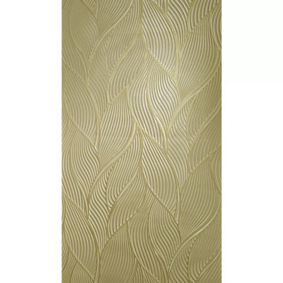 Gold Metallic Faux Fabric Wave Lines Textured Modern Contemporary Wallpaper 3d
