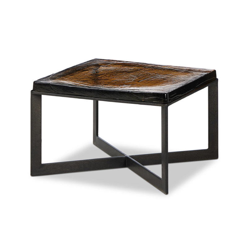 Table basse Angier, Verre coulé ambré