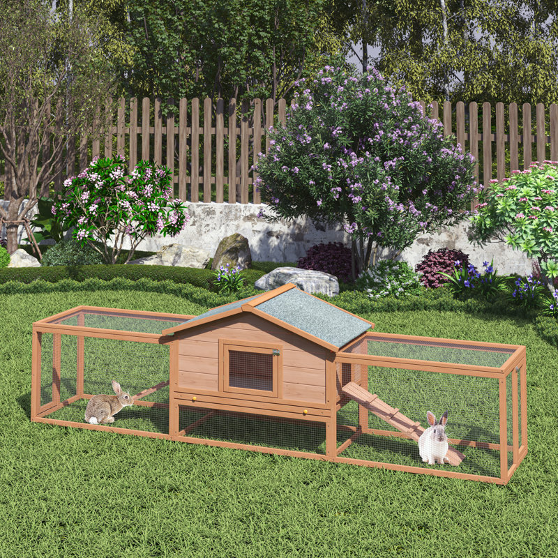 Heerad à lapins d'extérieur en bois durable avec plusieurs fonctionnalités, Orange