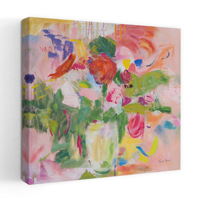 Impressionnisme contemporain rose avec art abstrait bleu