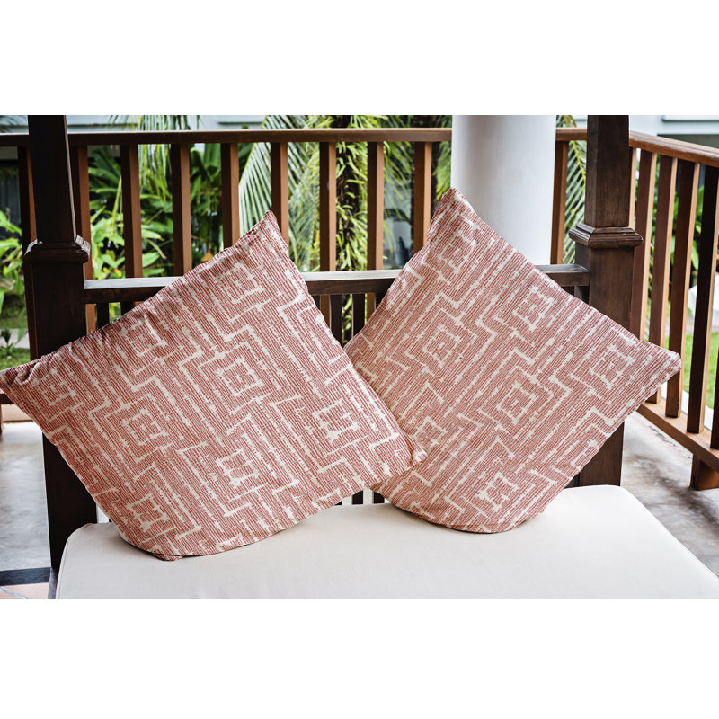 Tropical Resort Geometric Reversible Throw Pillow, 18" H x 18" W x 3" D, Orange
