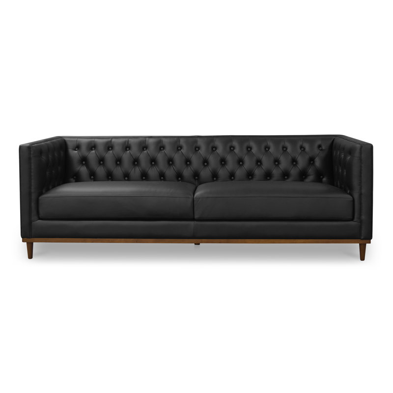 Fielder Sofa Black Leather, Black