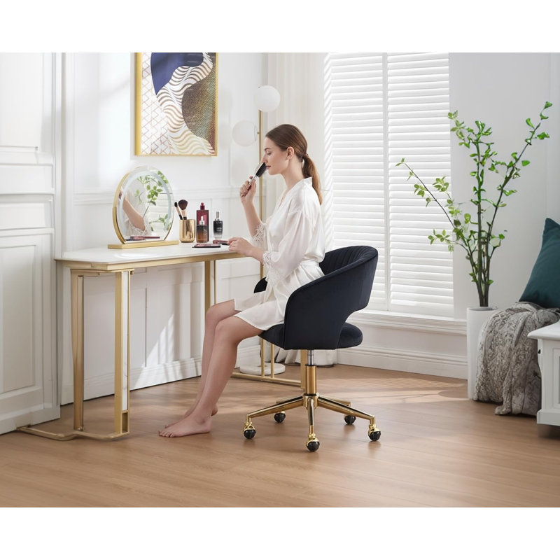Adell Office Chair Upholstered with Backrest for Living Room Bedroom, Dressing Room, Home Office, Black