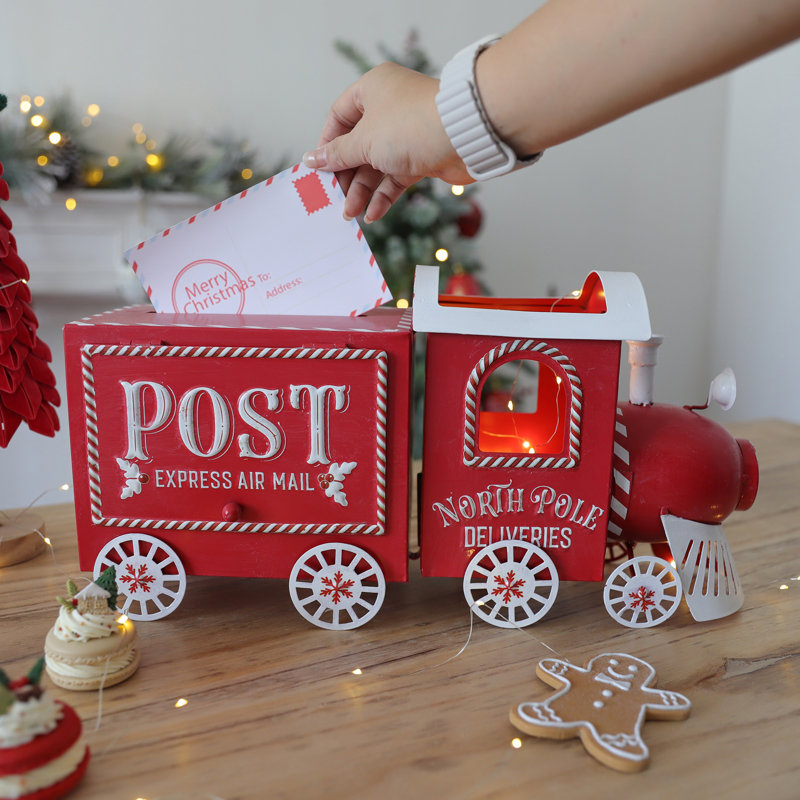 Boîte décorative de train de Noël en métal