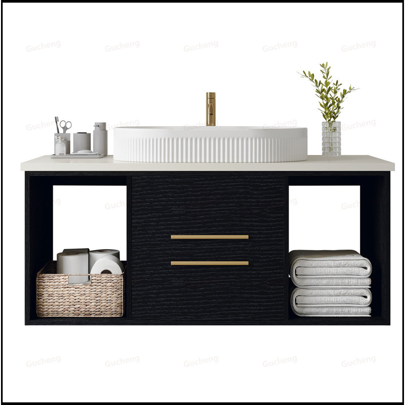 Meuble-lavabo flottant 40 po avec lavabo ovale en céramique 40 po