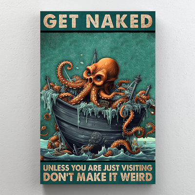 «Get N nu Octopus In A Row bateau», art mural - Décoration de salon, de chambre à coucher ou de bureau