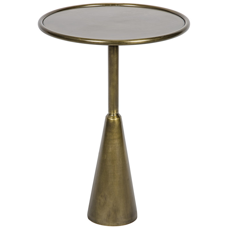 Antique Brass Round Hiro Accent Table, 17in Diameter