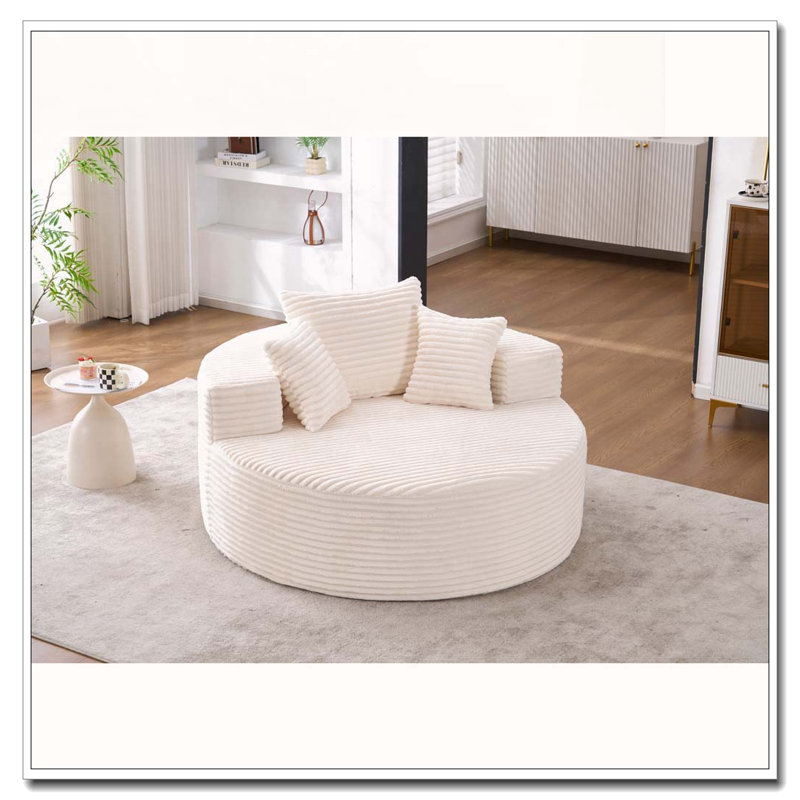 55" Round Single Accent Chair, Beige