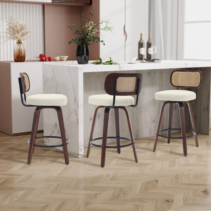 Tabourets de bar rembourrés, Beige, 3