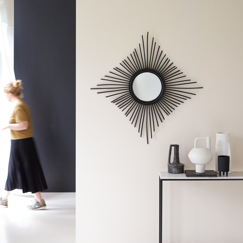 Isidore Round Mirror, Black