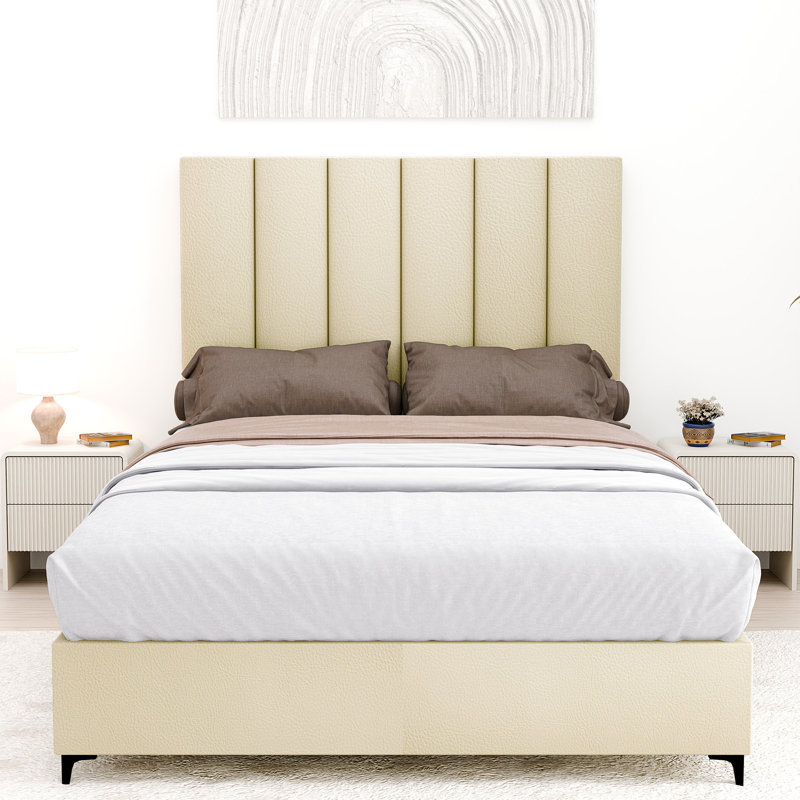 Lit plateforme tapissier Allivia, Simple, Bourgogne, 3