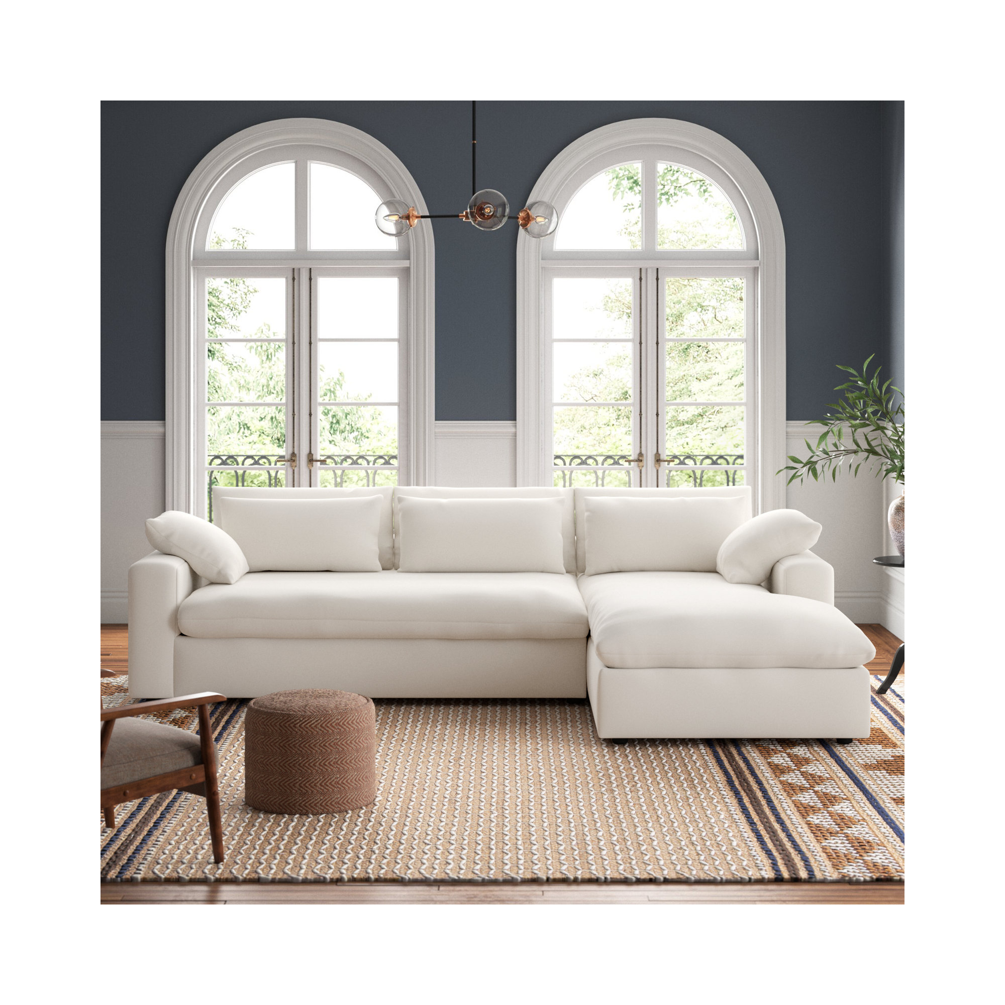 Remy 2 - Piece Upholstered Chaise Sectional, Classic Bleach White Twill, Right Hand Facing