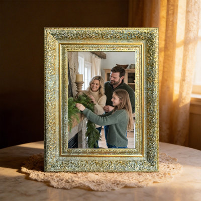 Antique Gold 1PC 5" x 7" Tabletop Picture Frame with Wall or Table Placement