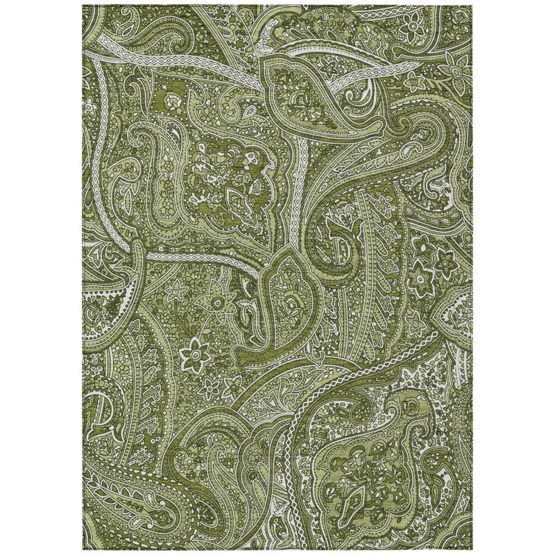 Tapis lavable intérieur / extérieur vert artichaut 9 pi x 12 pi HomeRoots