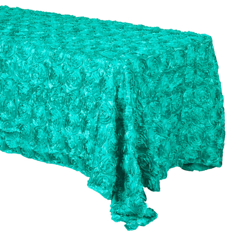 Silvie Floral Polyester Tablecloth, 84" x 54", Aqua