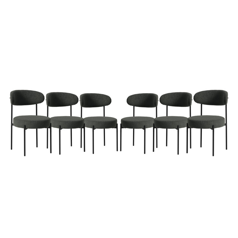 Bayville Faux Shearling Fabric Upholstered Side Chair With Metal Leg, 6, Gray