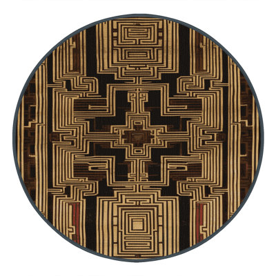 Machine Washable Art Deco Black Area Rug