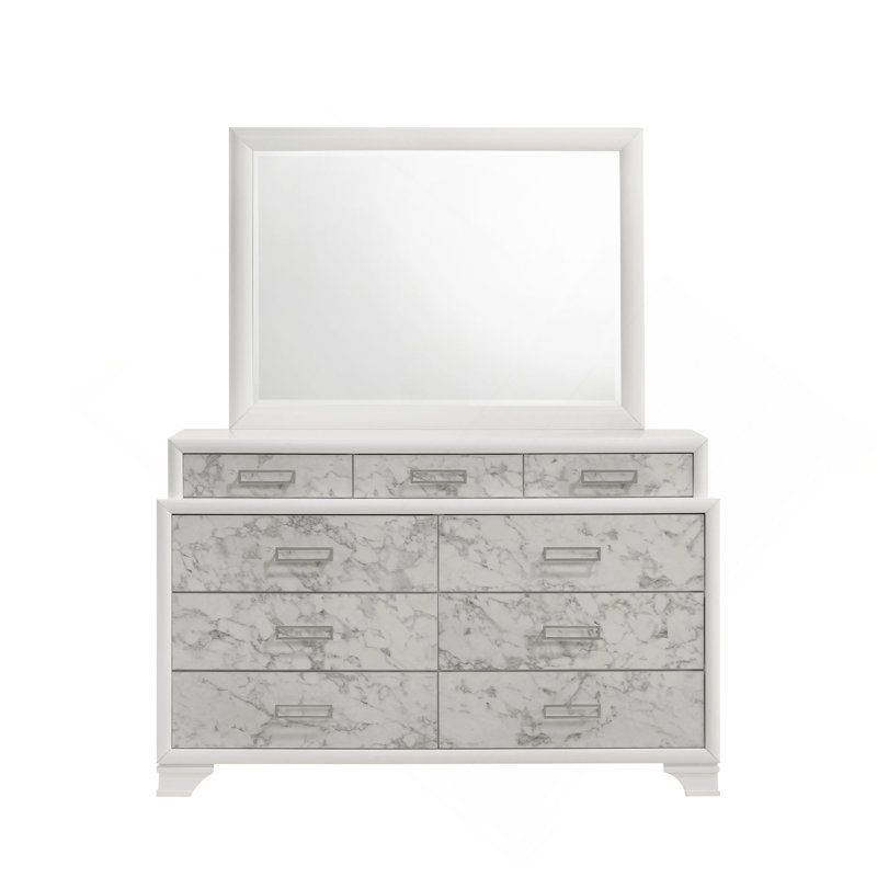 Commode de style moderne en bois blanc (commode incluse seulement)