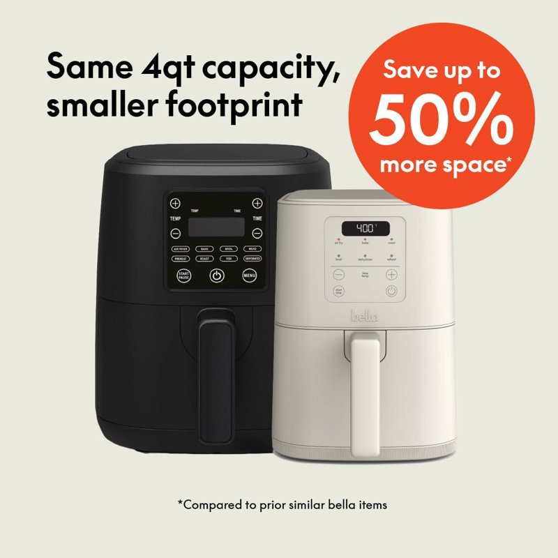 Bella Slim 6.0 QT Air Fryer, Oatmilk