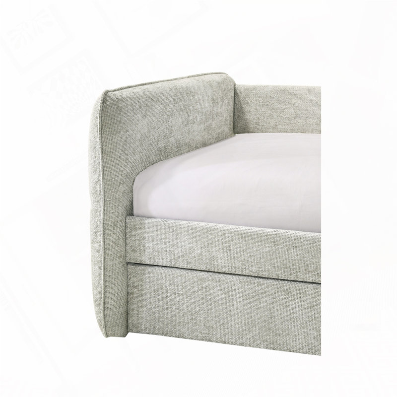 Upholstery Daybed with Pull Out Trundle, Light Gray