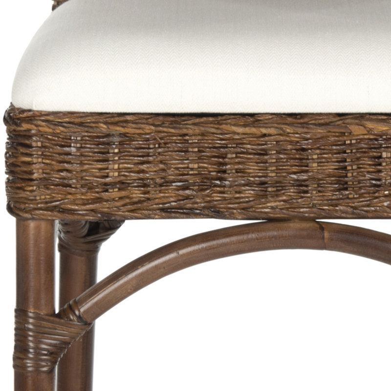 Tabouret de bar rembourré Evins avec structure en bois massif, Brun