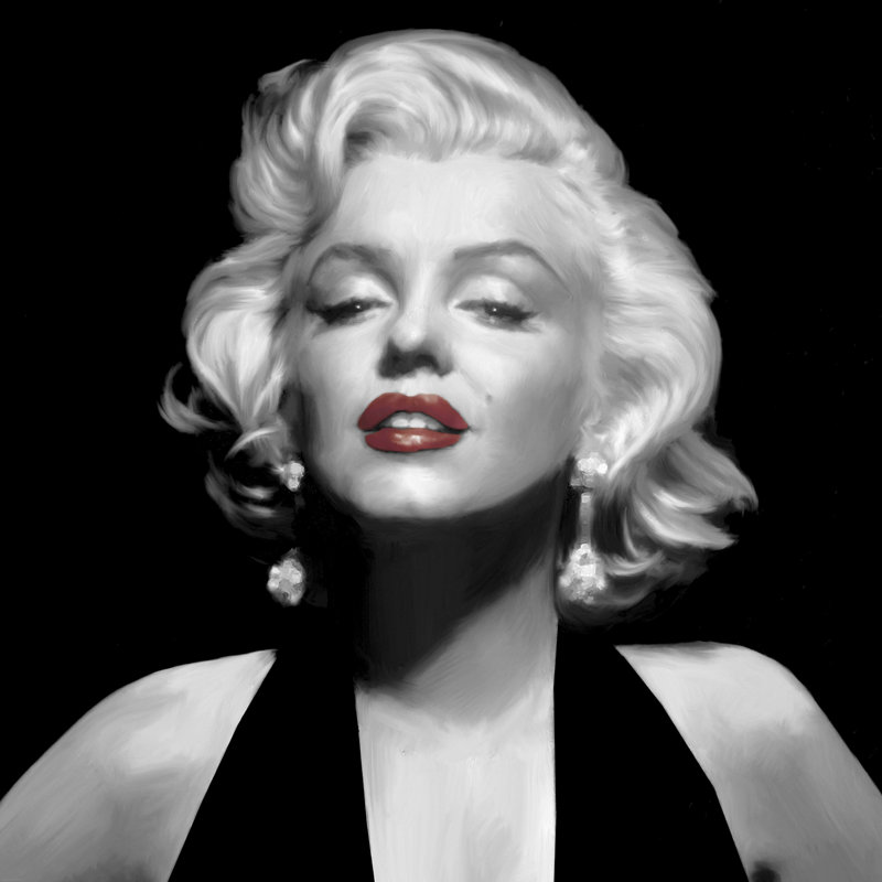 Halter Top Marilyn Red Lips - Wrapped Canvas Print, 76cm H x 76cm W