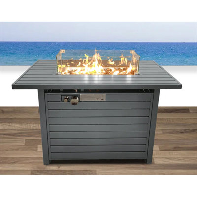 42" W X 25" H Steel Propane Fire Pit Table With Lid