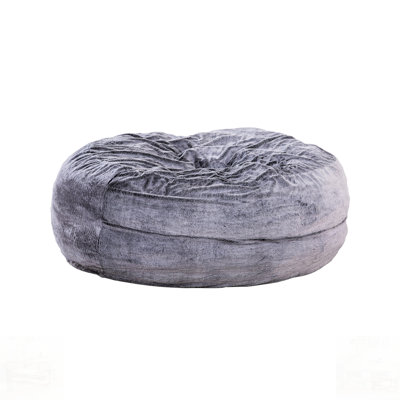 Modern 5-Foot Round Memory Foam Bean Bag Chair with Soft Faux Fur Cover, Comfortable and Stylish Seating Solution