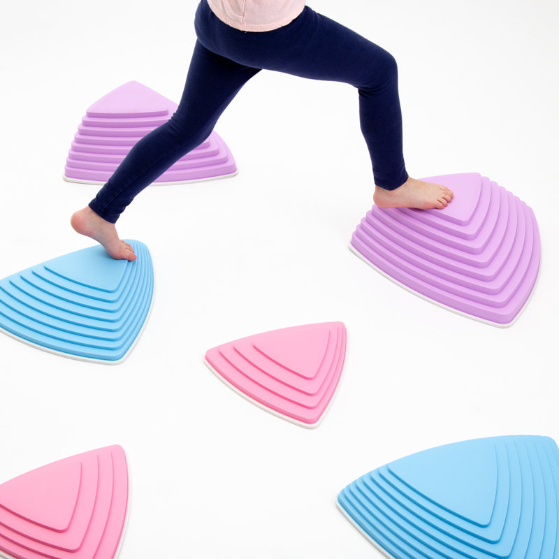 JumpOff Jo - Rocksteady Tall - Blocs de marche améliorant l'équilibre et la coordination, jouets sensoriels pour enfants - parcours d'obstacles intérieur et extérieur, ensemble de 6 pièces - couleurs pastel