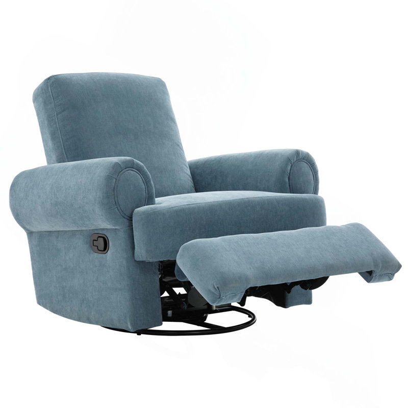Fauteuil inclinable manuel pivotant à dossier réglable pour la relaxation, Bleu ciel (chenille)