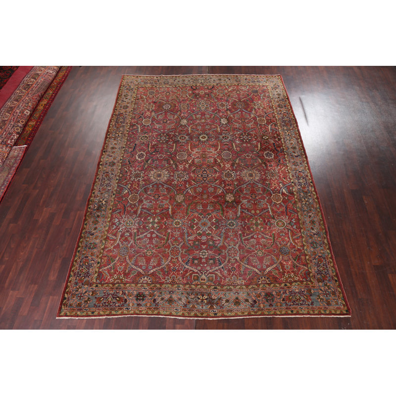 Tapis persan pré-1900 à motif de teinture végétale Sultanabad noué à la main 9 x 13
