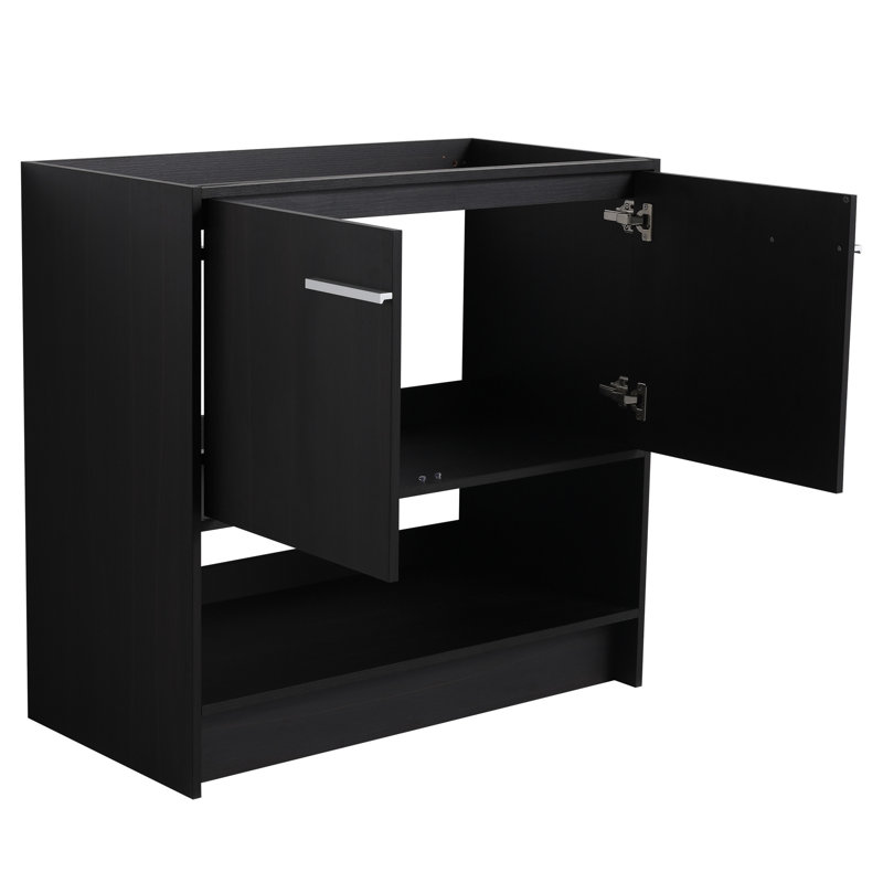 Meuble-lavabo de 36 po en chêne noir, meuble autoportant en contreplaqué à 2 portes et armoire facile à installer, Dark Oak
