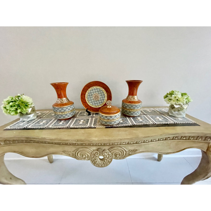 Ensemble d'accessoires de vase de quatre pièces Rosdorf Park - 13 po, Orange
