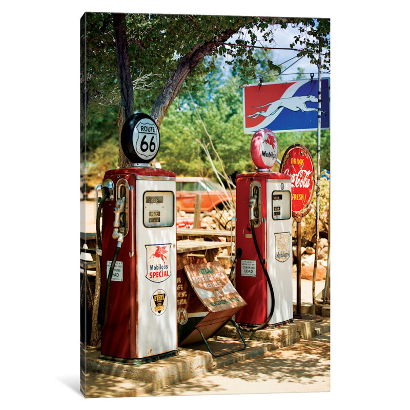 Station-service le long de la Route 66 des États-Unis, reproduction de photo sur toile tendue, H 60 po x l 40po x P 1,5 po