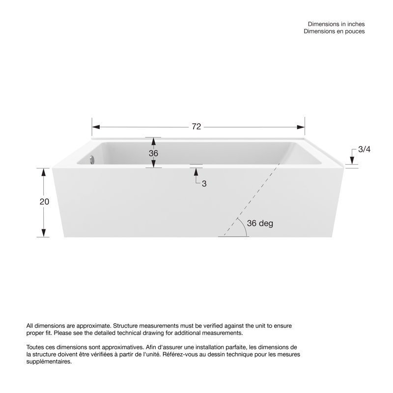Baignoire de drainage Nevia 7236 IFS AFR, Gauche