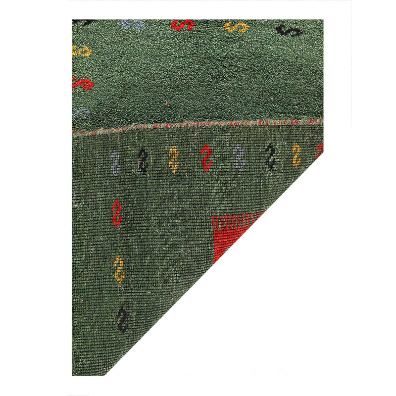 Green Hand Knotted Gabbeh Rug 2'X 3'