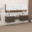 Ensemble de meuble-lavabo mural double 108 po avec comptoir en pierre d'ingénierie et armoire de rangement modulaire