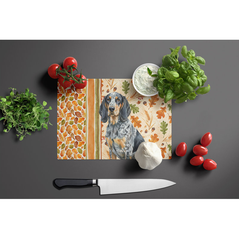 Bluetick Coonhound Heirloom Fall Glass Cutting Board