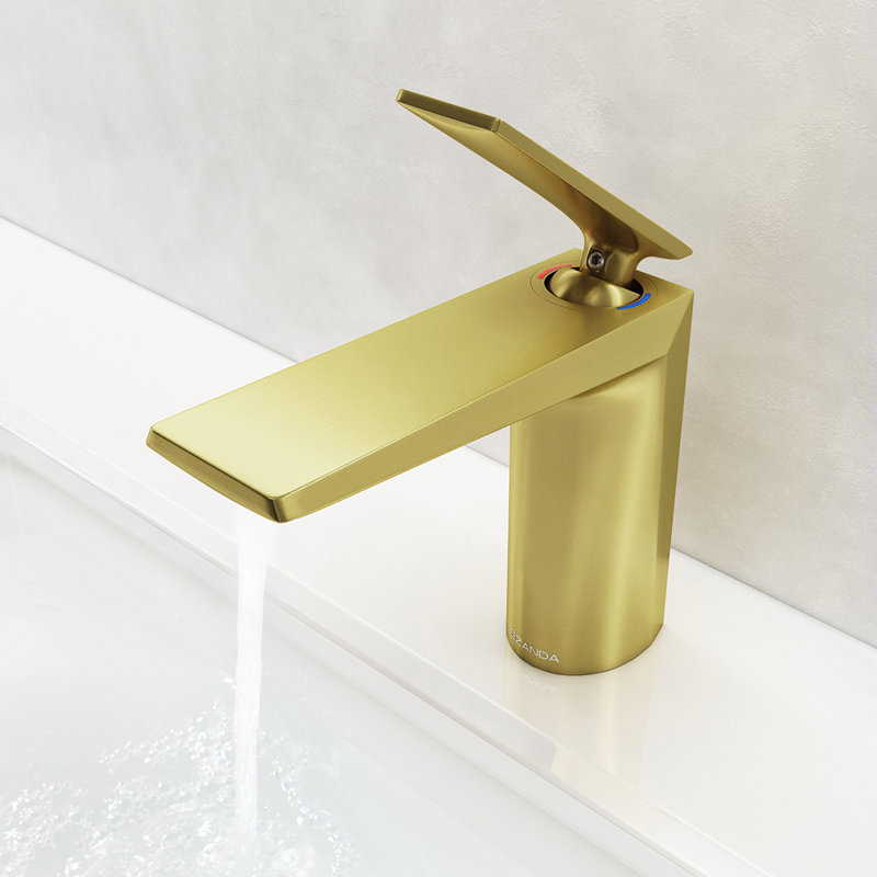 Single-handle Bathroom Faucet with Drain Assembly, Brushed Gold