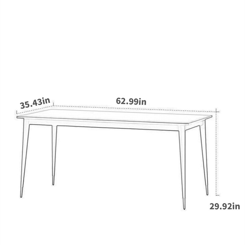Maytte Solid Wood Dining Table, 29.52"H x 62.99"L x 35.43"W