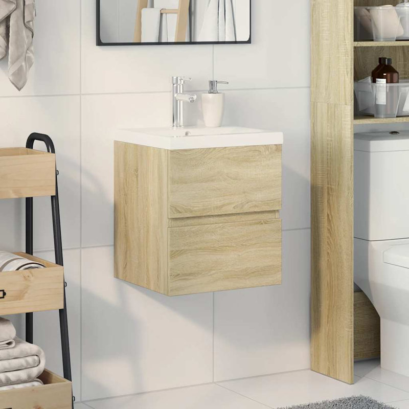 Rowanne Single Bathroom Vanity with Ceramic Basin, Sonoma Oak