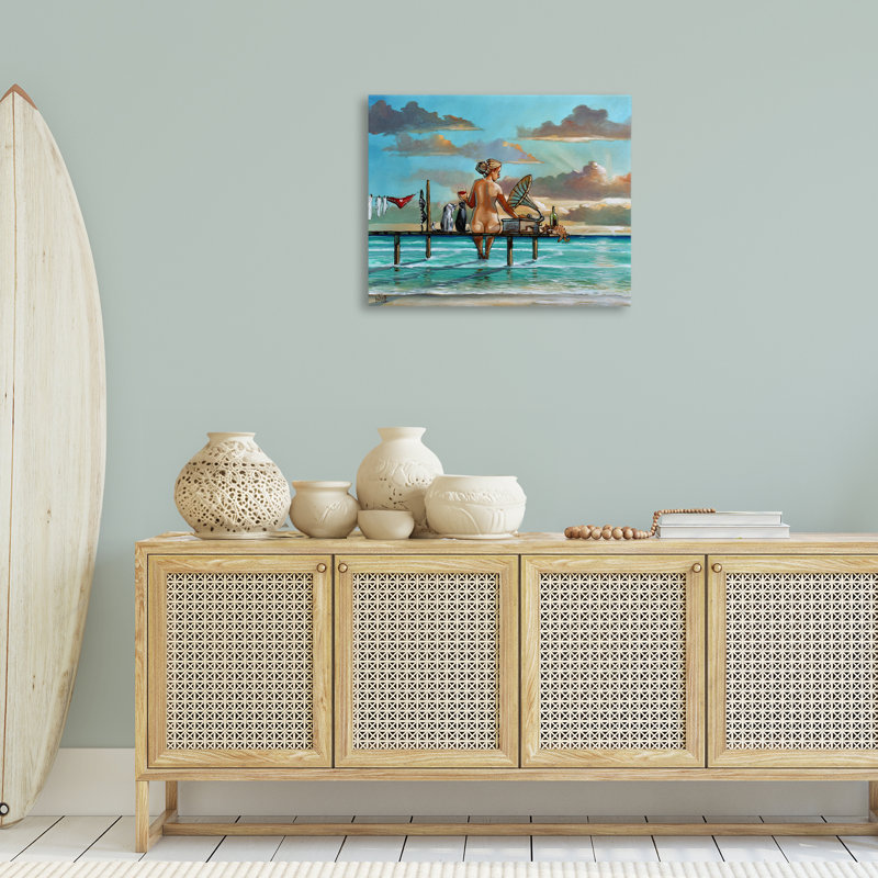 «Woman & Cats Beach Sunset», conception par Ronald West, H 24 po x l 30 po