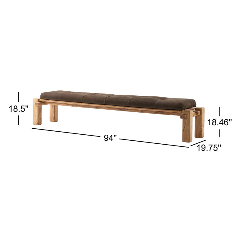 Marcia Leather Bench, Natural