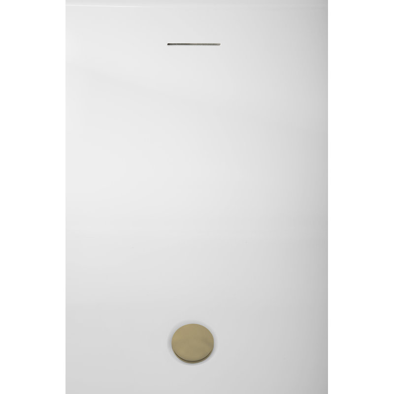 51" Streamline Soaking Freestanding Tub and Tray With Internal Drain, Brushed Brass