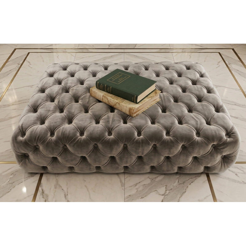 Particle Board / Chipboard Accent Stool, Crushed Velvet, Silver